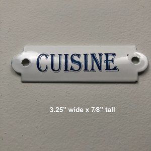 Vintage White Cuisine French Enamel Plaque